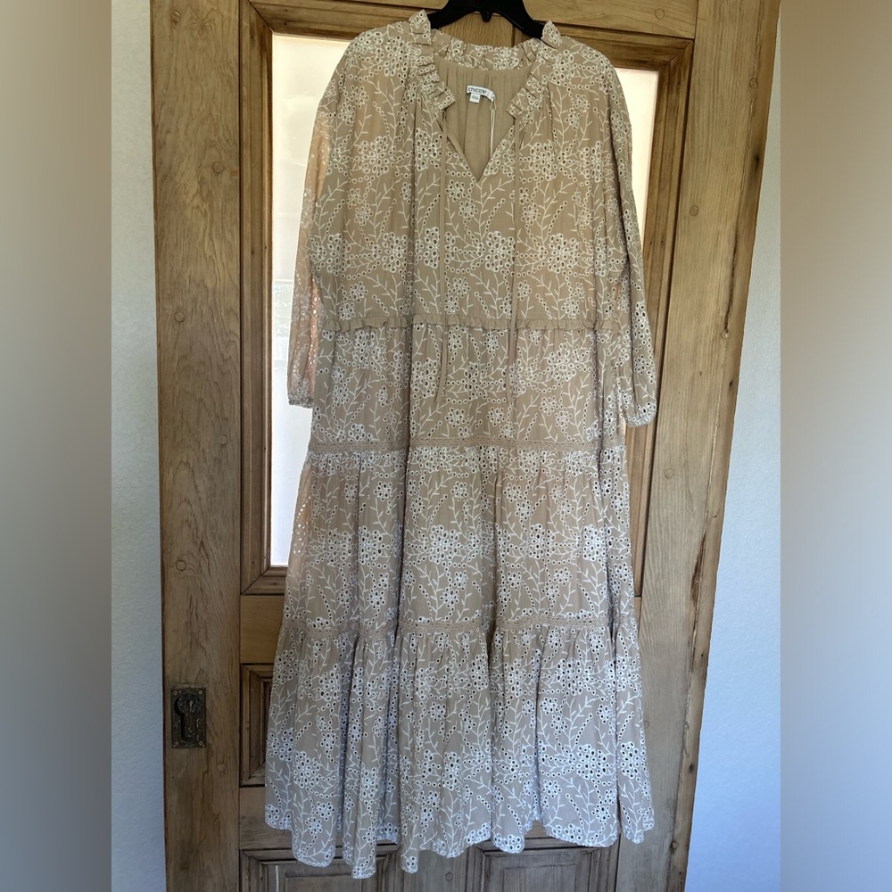 FINAL MARKDOWN!!  Chico’s Khaki & White Eyelet Dress